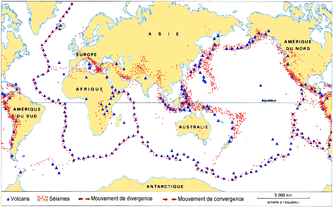 Repartition seismes volcans